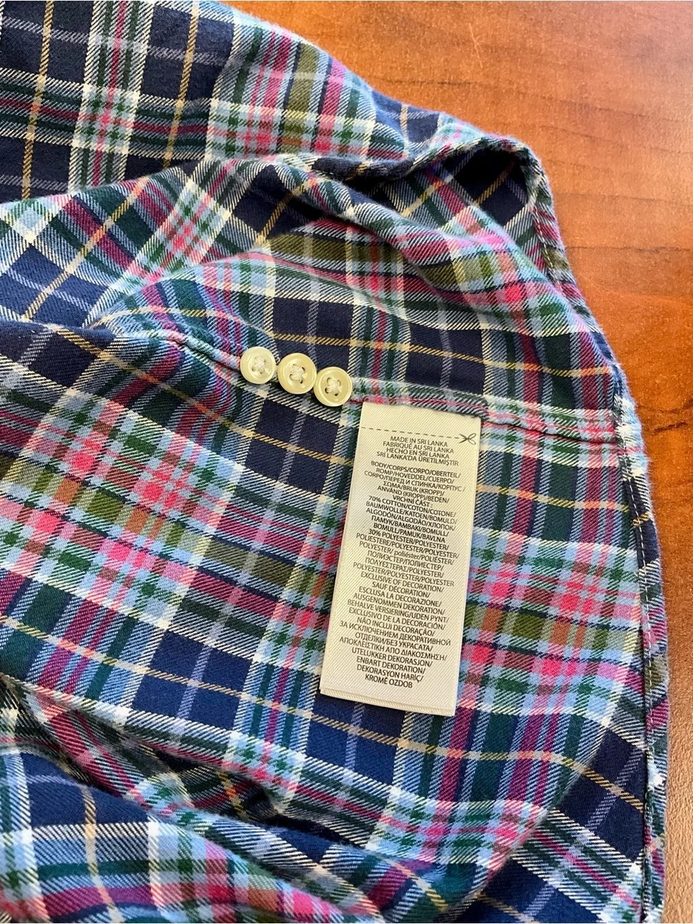 Polo by Ralph Lauren Navy Plaid Button-Down with Pink & Green Accents
